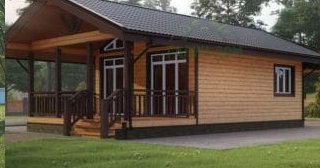 Проект одноэтажного дома из бруса с террасой - Строительство в Березниках от Строй-Брз от 134368 руб.